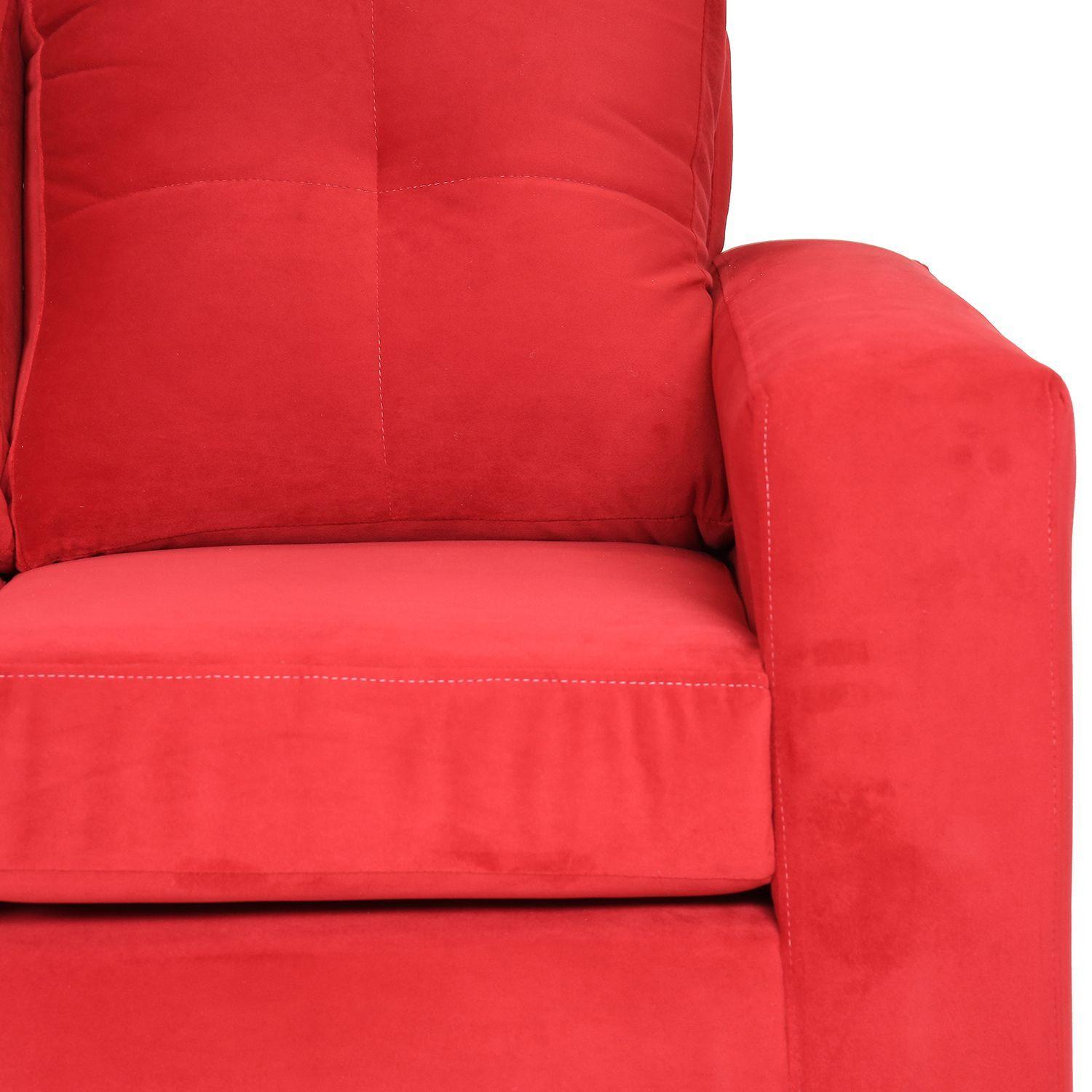 Sofá Valentina 3 Cuerpos de Felpa - Rojo-2