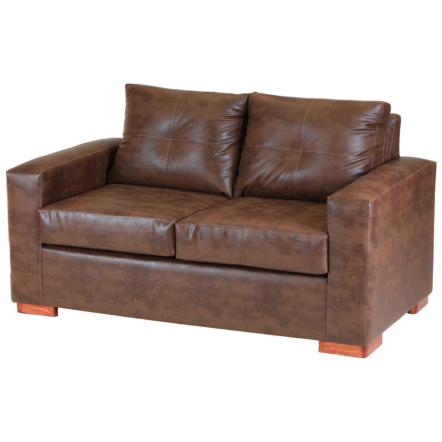 Juego de Living Roma 2-1-1 de Cuero Sintetico Pu - Caramelo-2