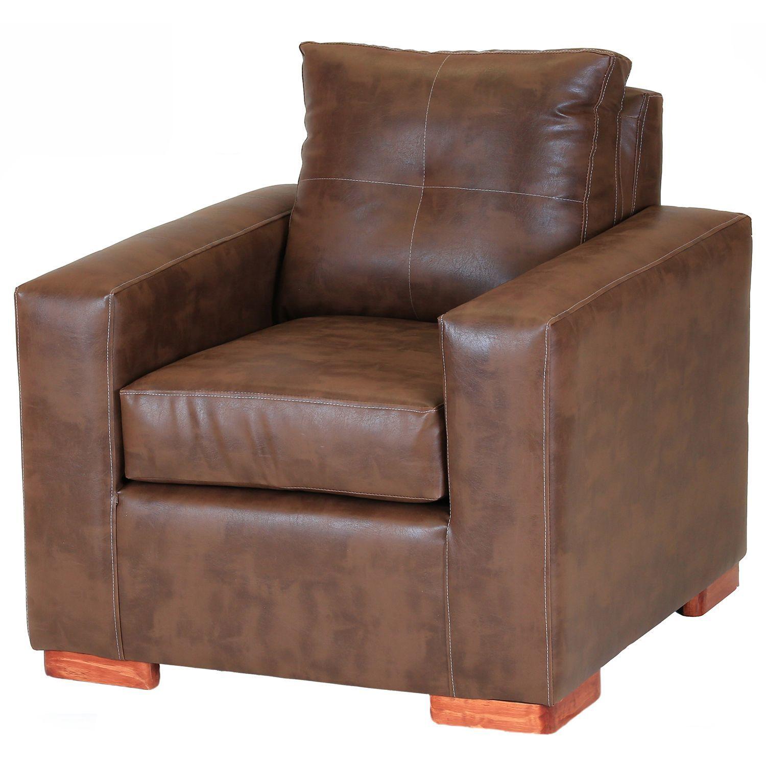 Juego de Living Roma 2-1-1 de Cuero Sintetico Pu - Caramelo-4