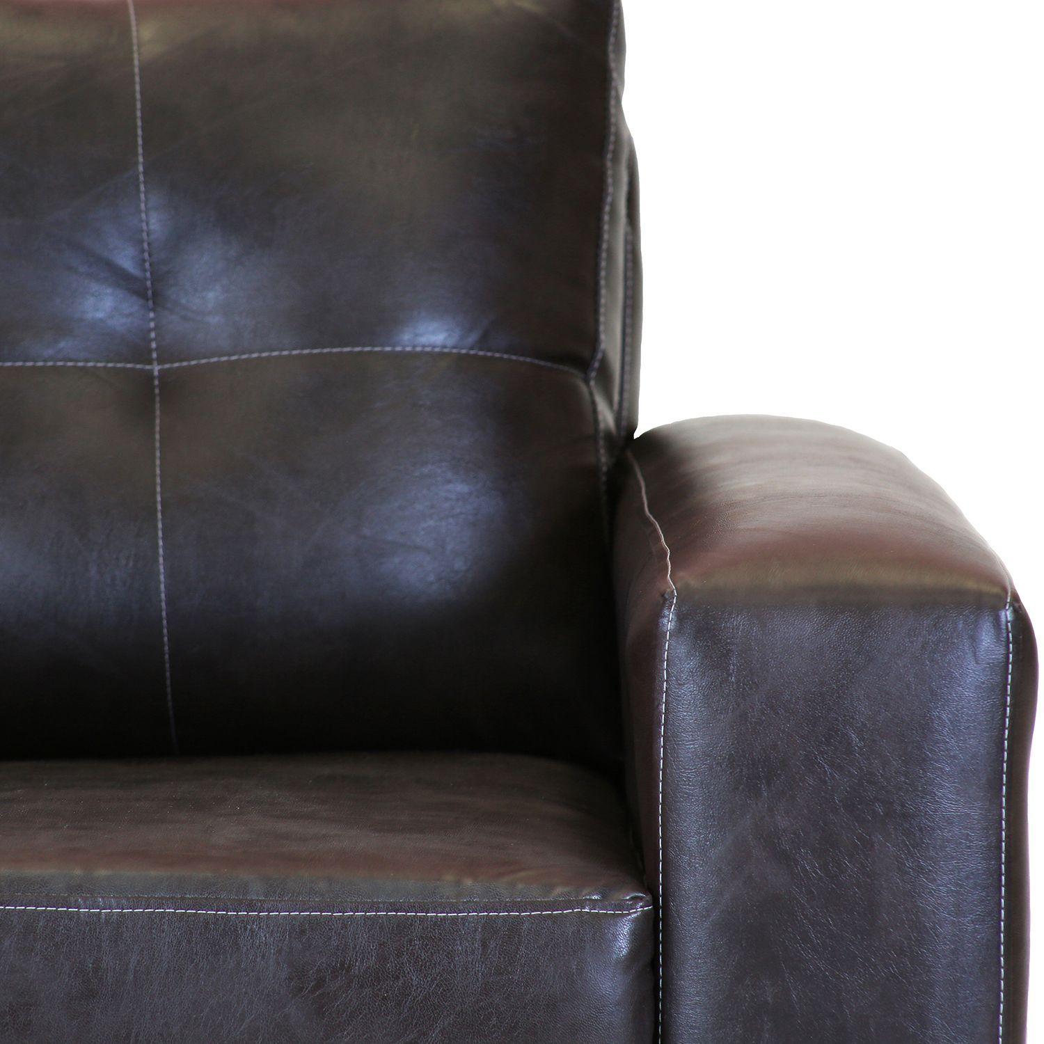 Sofá Roma de 1 Cuerpo - Cuero Sintetico Pu - Café Moro-3