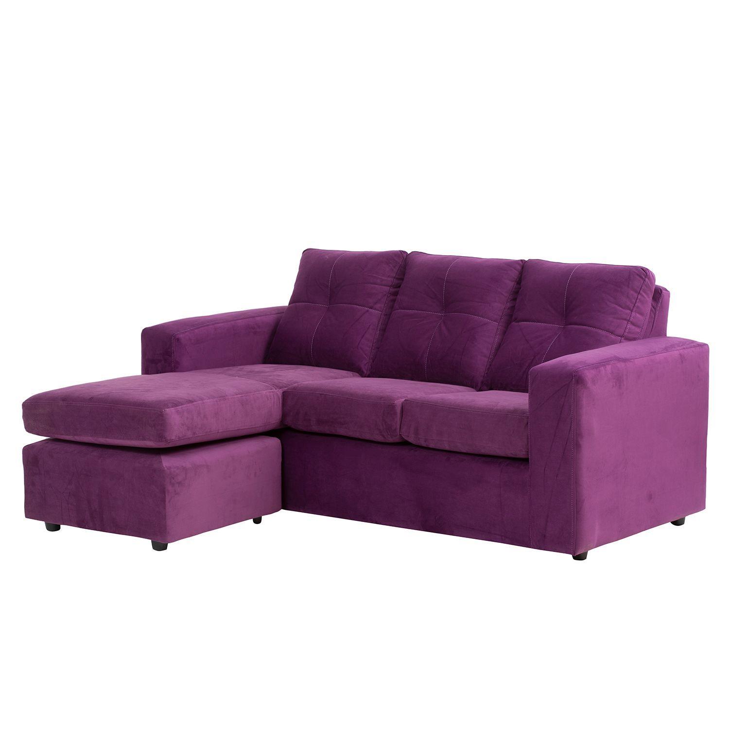 Sofá Seccional Valentina de Felpa - Lila-0