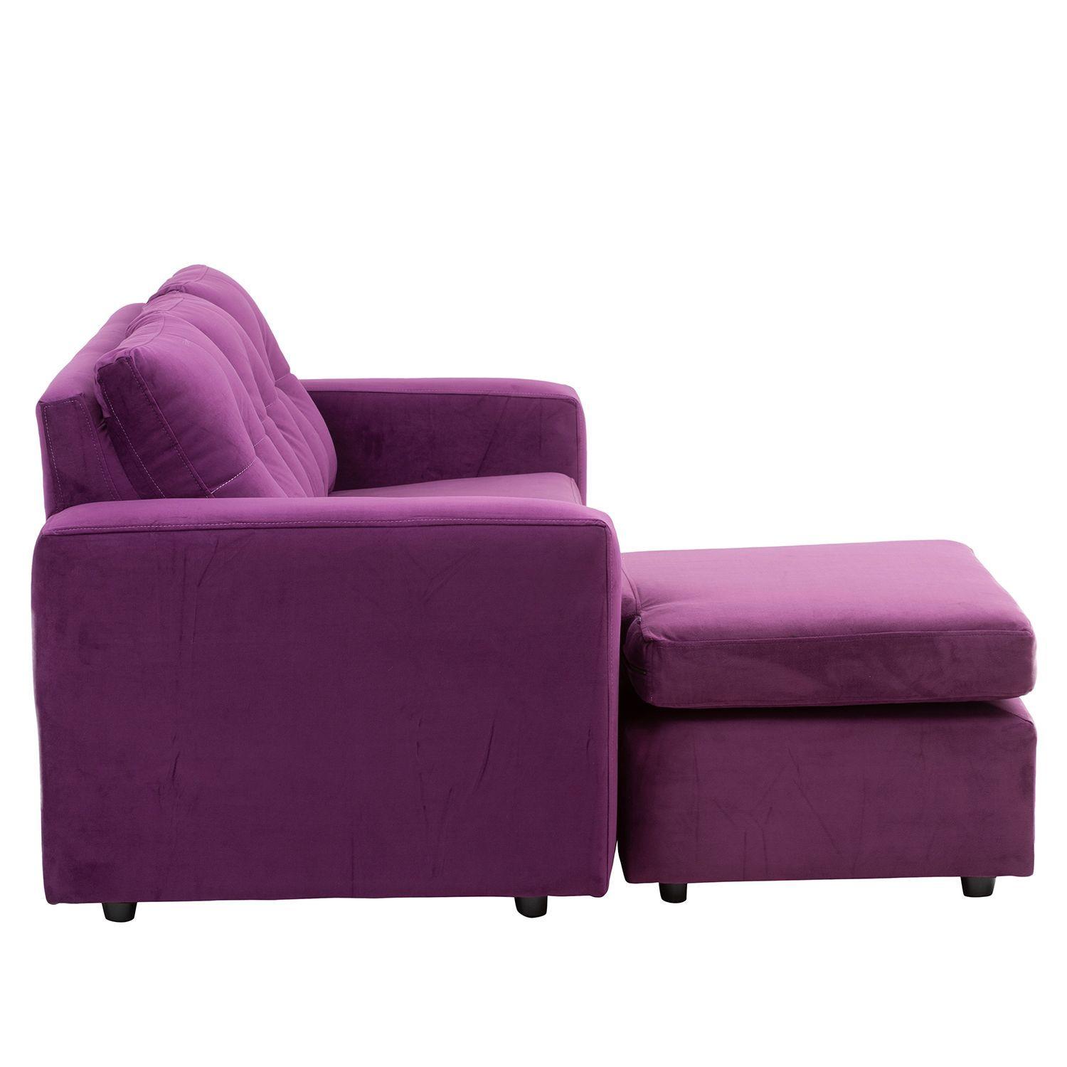 Sofá Seccional Valentina de Felpa - Lila-2