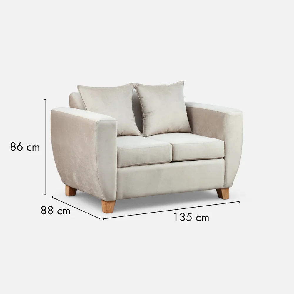 Sofá Perugia 2 Cuerpos Felpa Beige-4