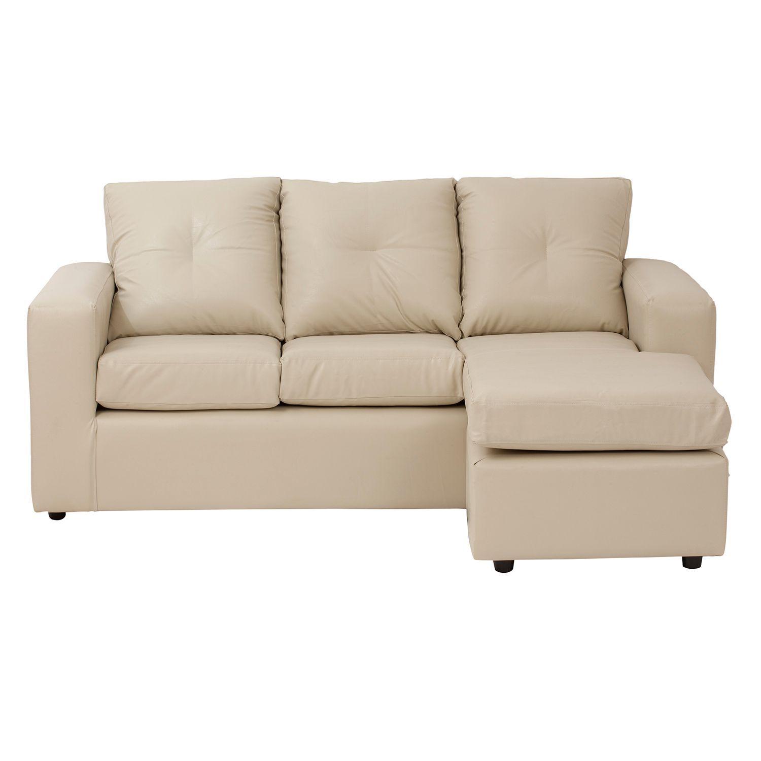 Sofá Seccional Valentina de Cuero Sintetico PU - Beige-0