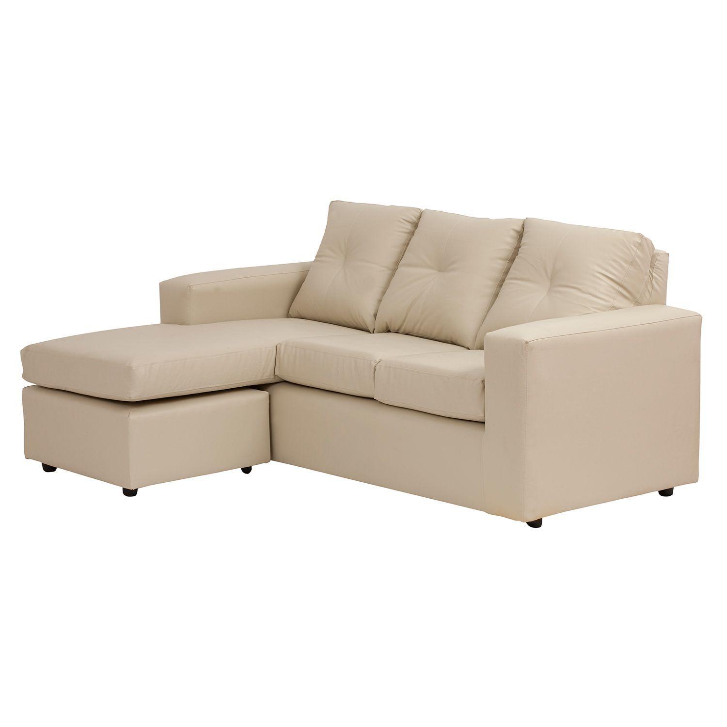 Sofá Seccional Valentina de Cuero Sintetico PU - Beige-1