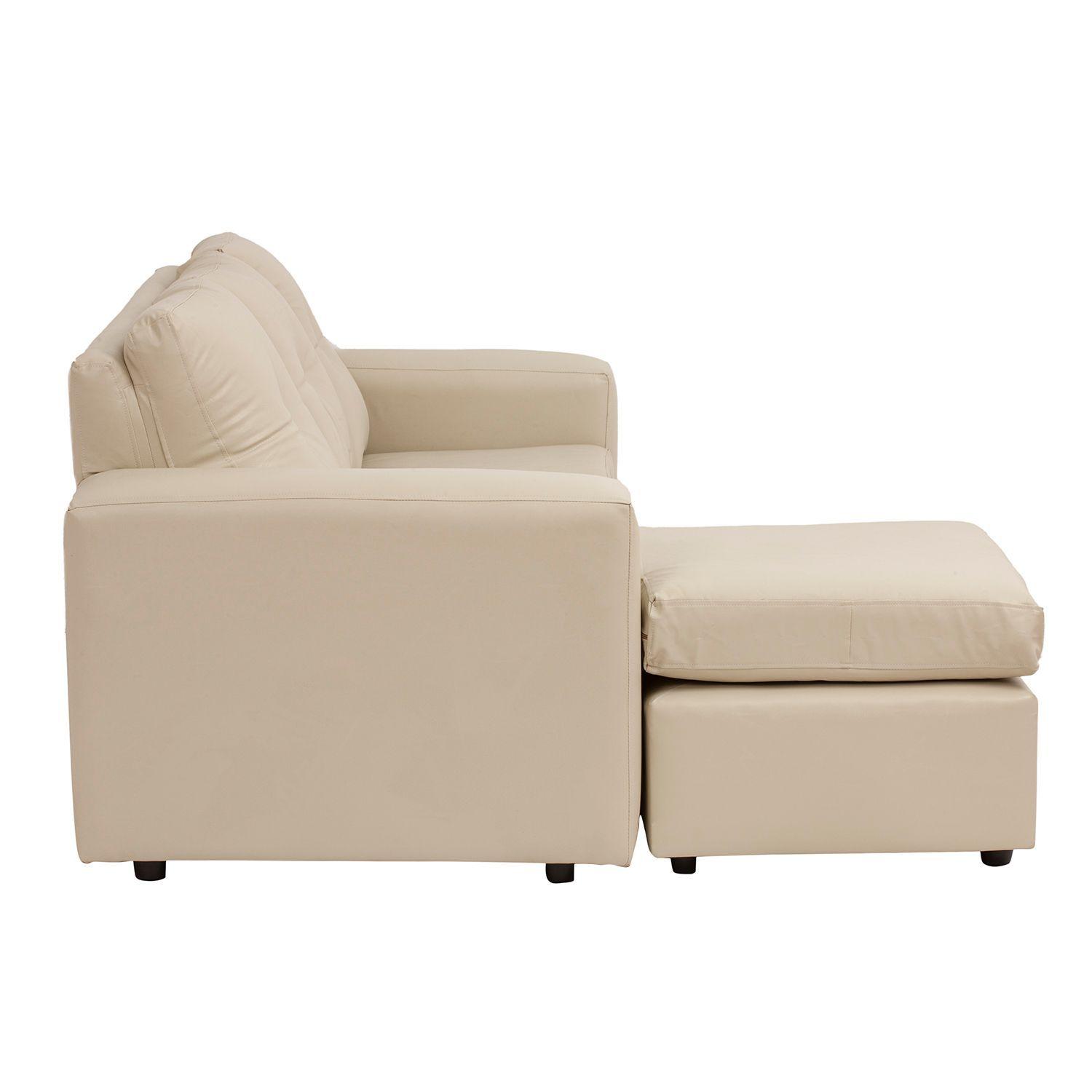 Sofá Seccional Valentina de Cuero Sintetico PU - Beige-2