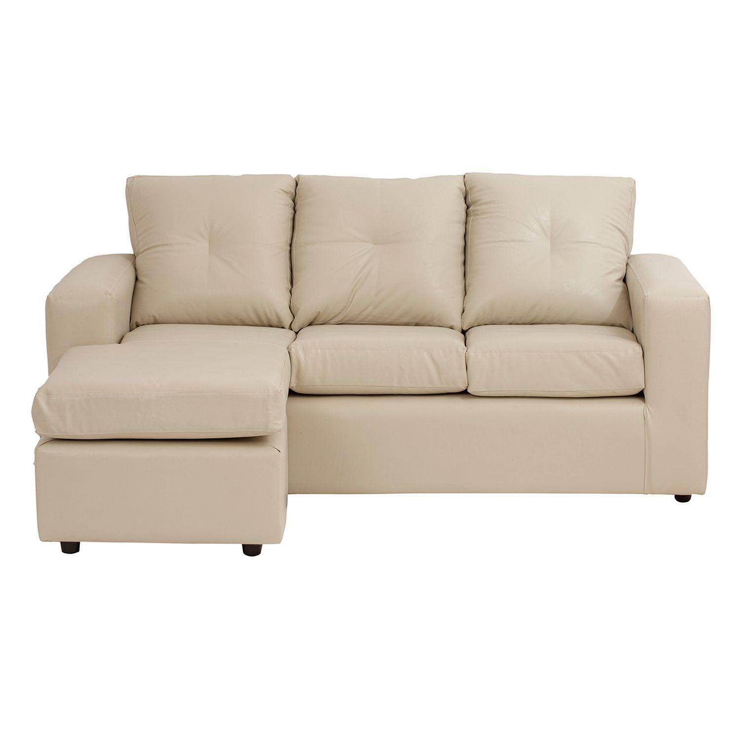 Sofá Seccional Valentina de Cuero Sintetico PU - Beige-5