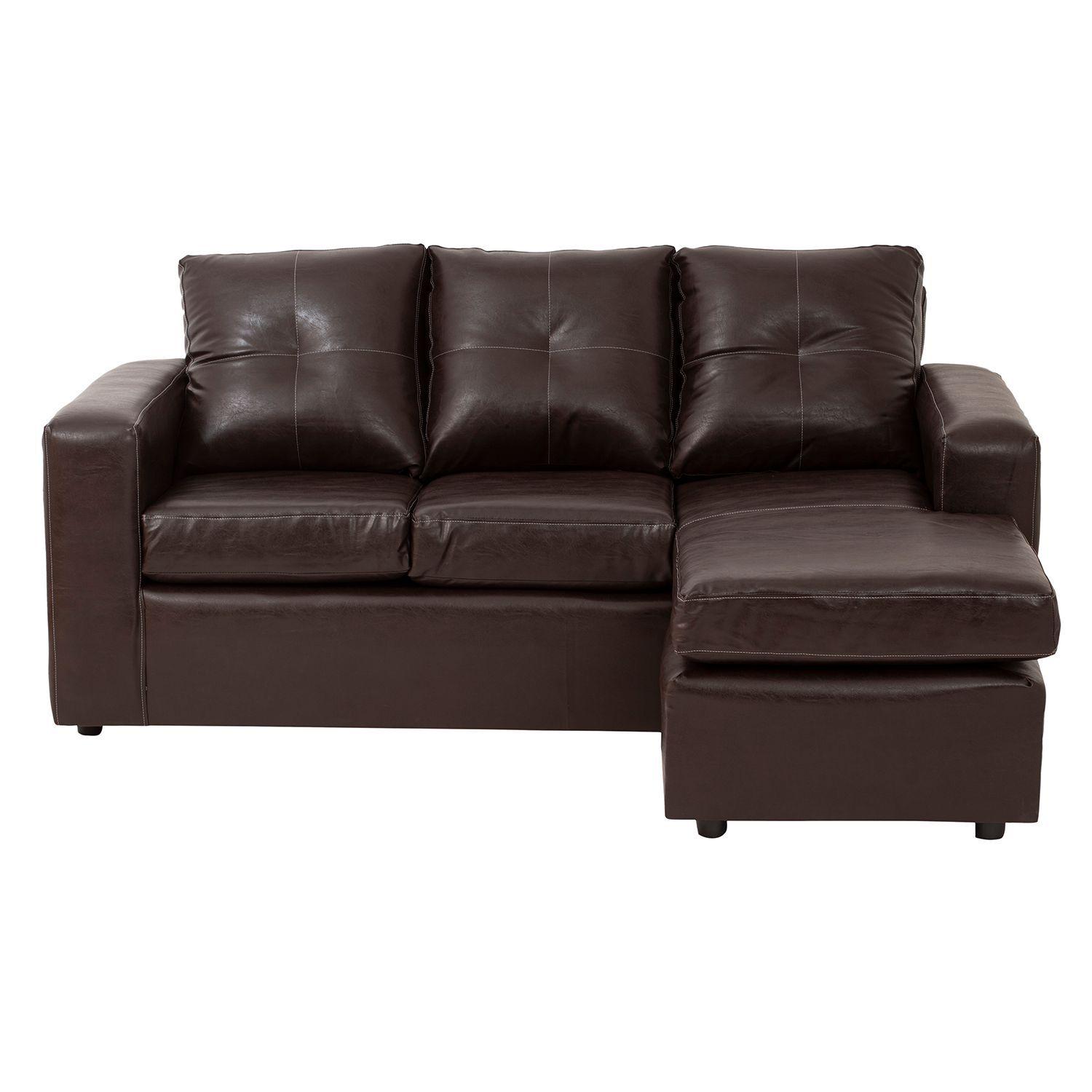 Sofá Seccional Valentina de Cuero Sintético - Café-1