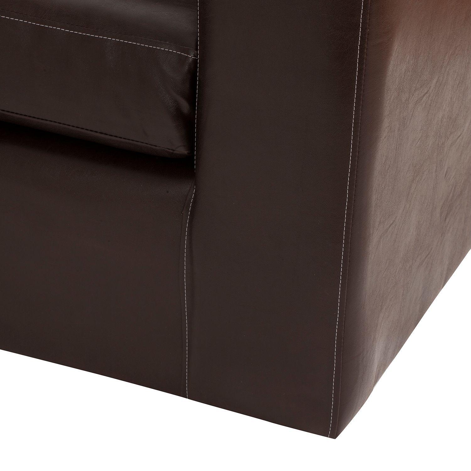 Sofá Seccional Valentina de Cuero Sintético - Café-3
