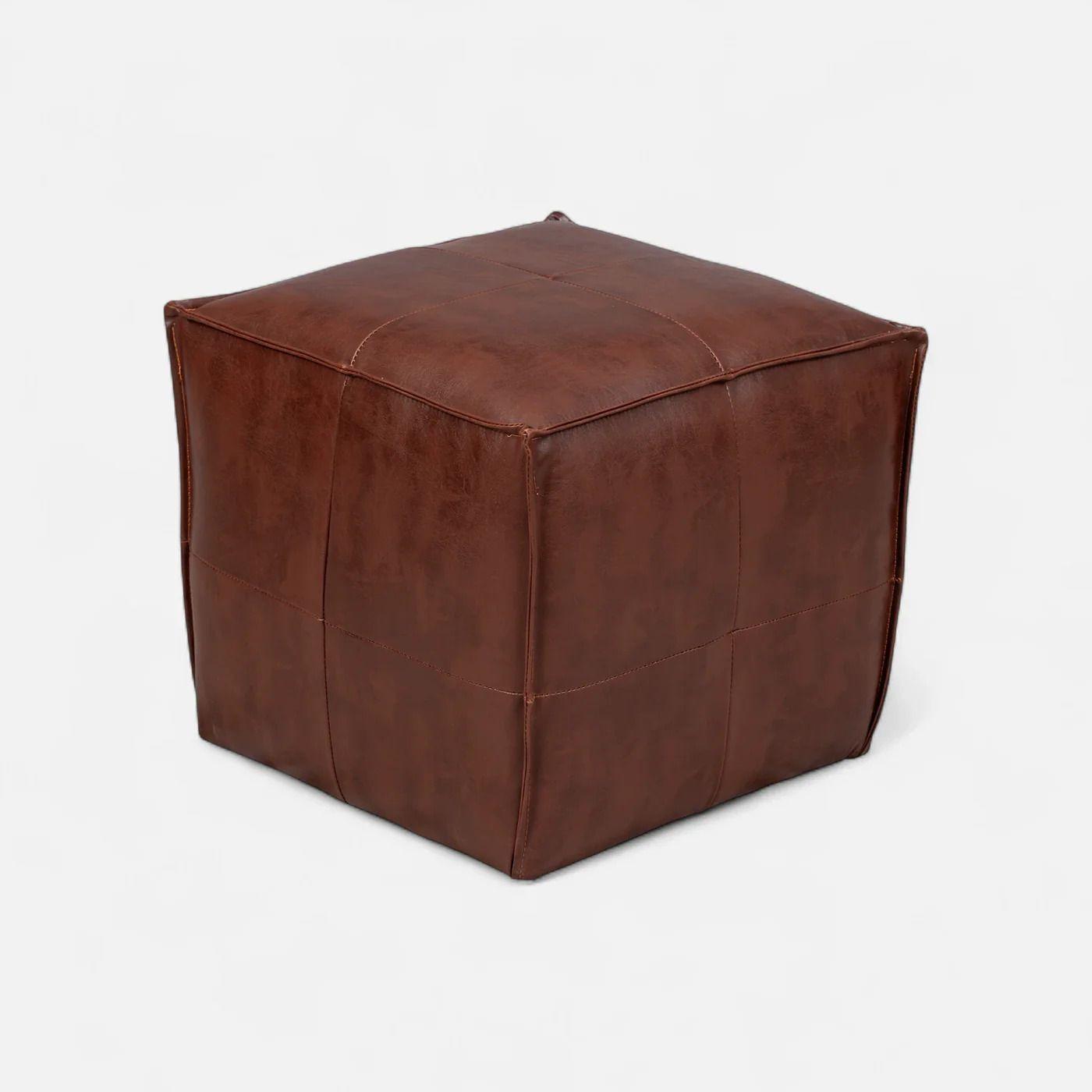 Sofá Modular Fortaleza 3 Cuerpos y 2 Poufs Cuero Reconstituido Caramelo-6