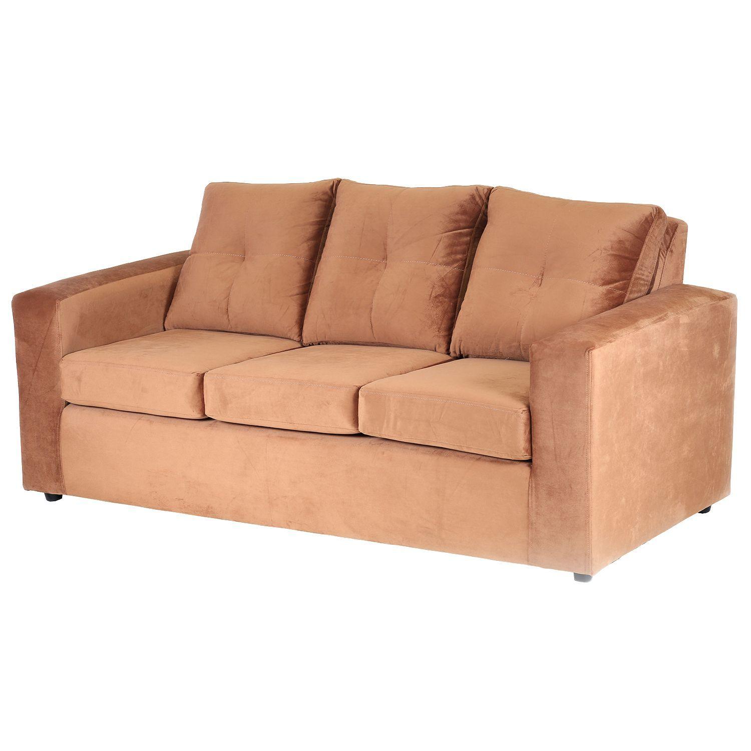 Sofá Valentina 3 Cuerpos de Felpa - Tostado-1
