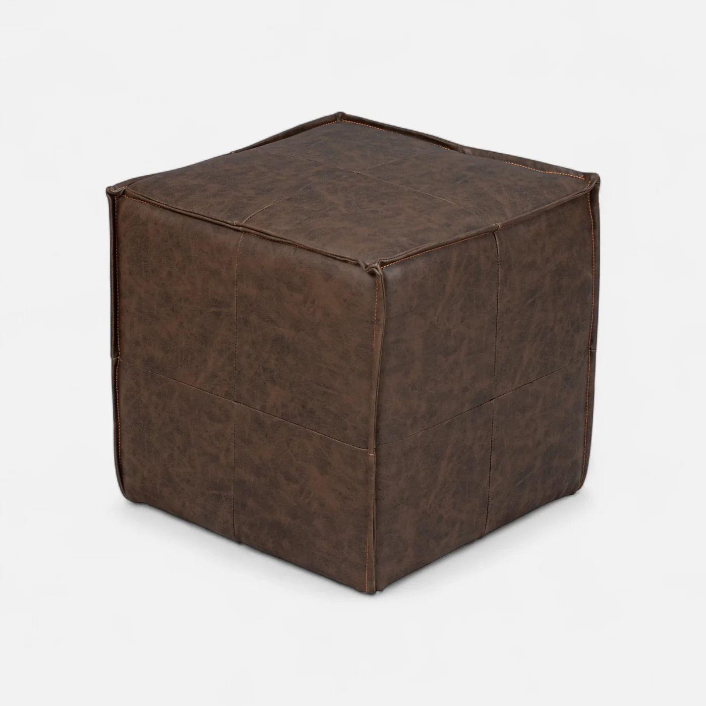 Sofá Modular Fortaleza 3 Cuerpos y 2 Poufs Cuero Reconstituido Café-4
