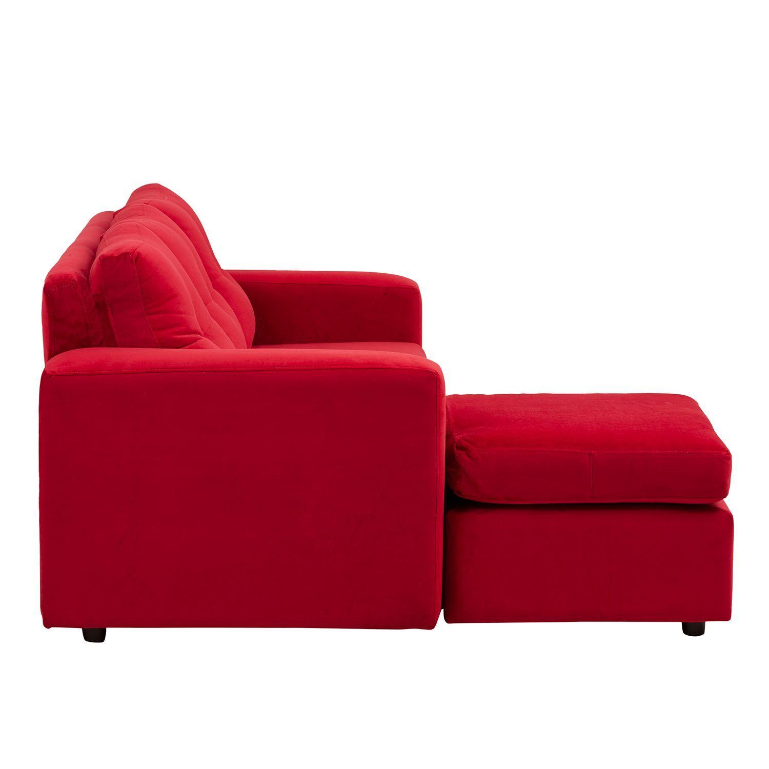 Sofá Seccional Valentina de Felpa - Rojo-3