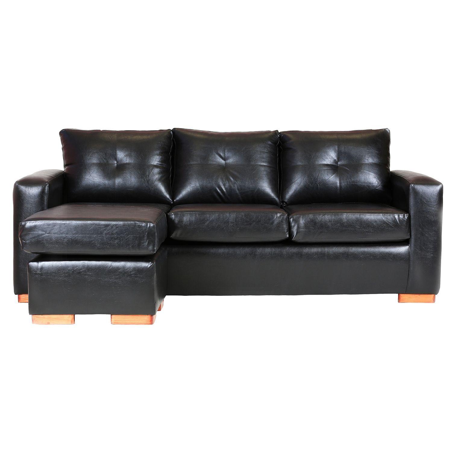 Sofá Seccional Miami de Cuero Sintético Pu -  Negro-2