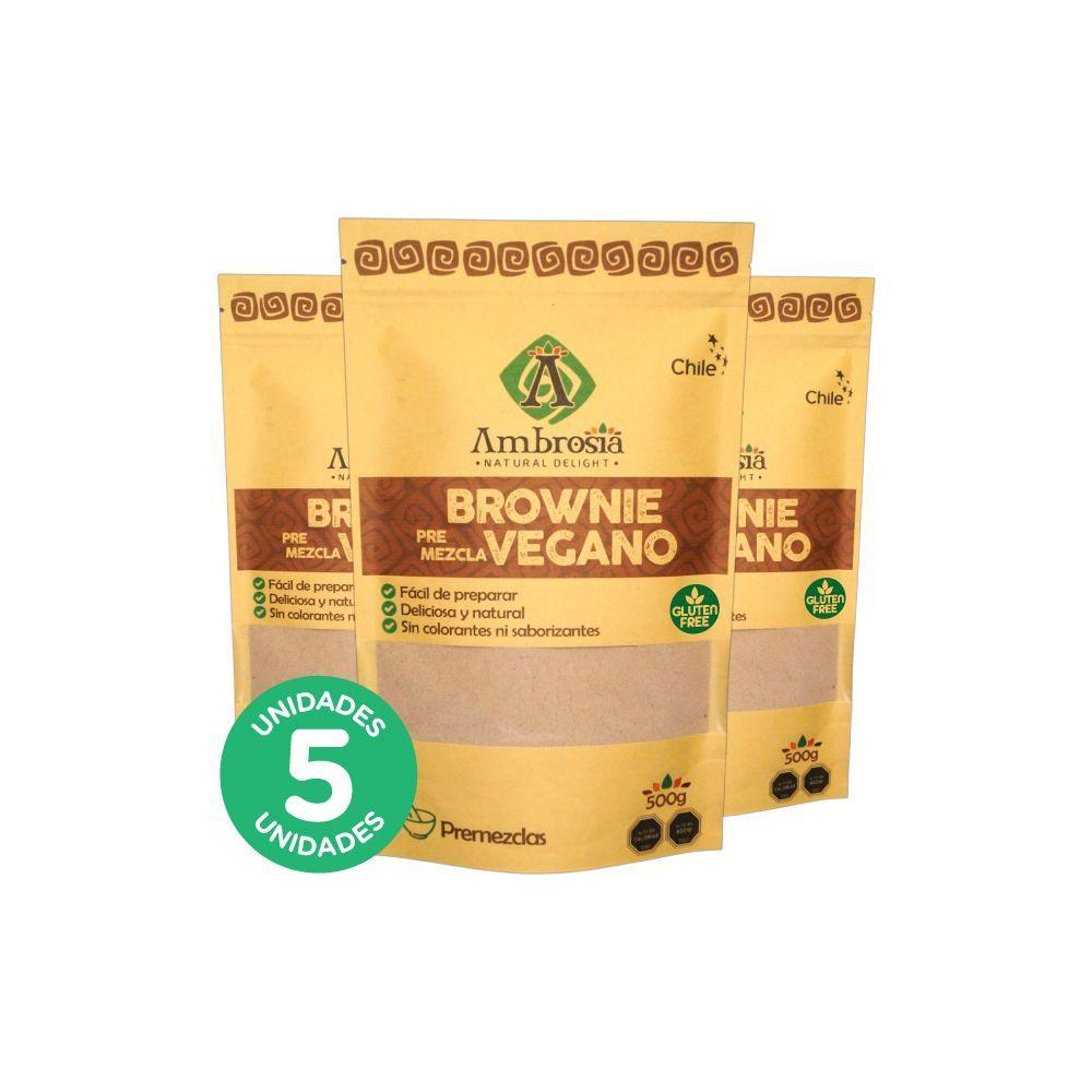 Pack 5 Premezcla Brownie Vegano libre de Gluten 500gr-0