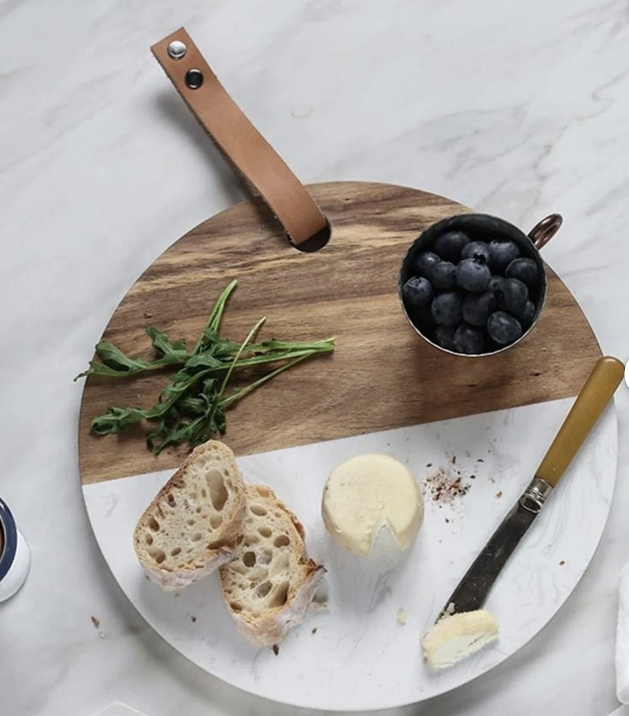 Tabla de Queso Redonda Marmol y Madera-0