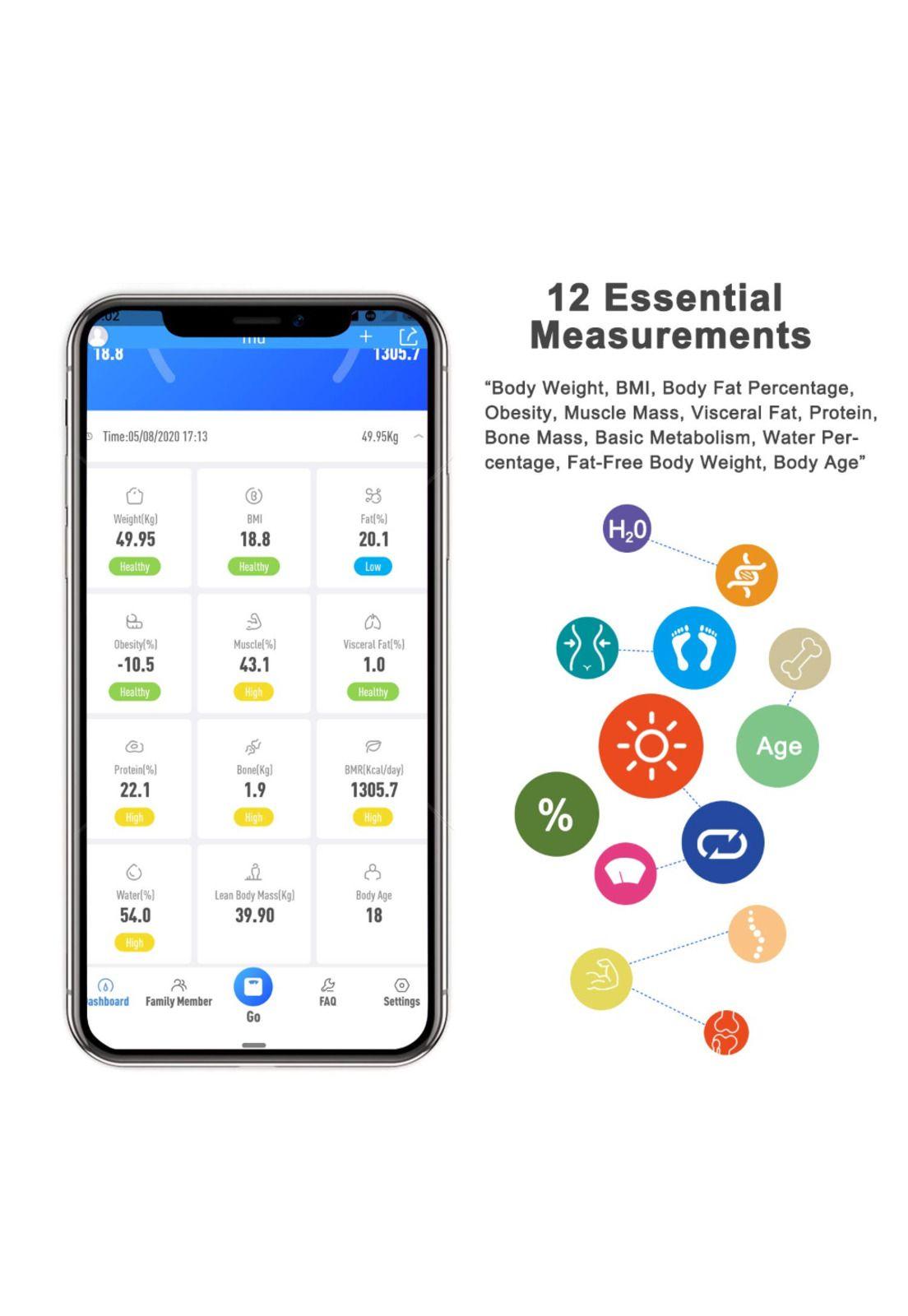 Pesa Inteligente De Baño Bascula Balanza Digital Bluetooth-3