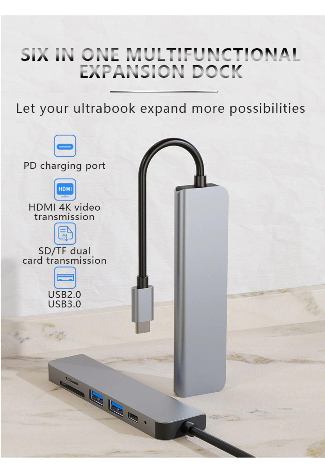 Hub Adaptador Usb-c 6 En 1 (Hdmi, 2x Usb 3.0, Tf, Sd, Usb-c)-4
