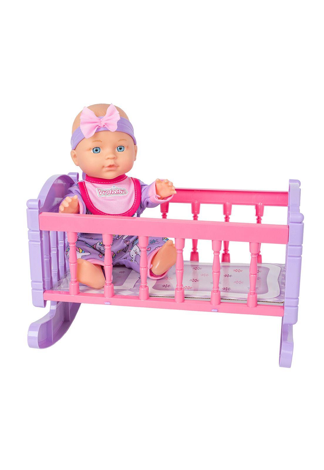 Muñeca Bebe De Juguete Bostecitos Con Silla Cuna Y Coche-4