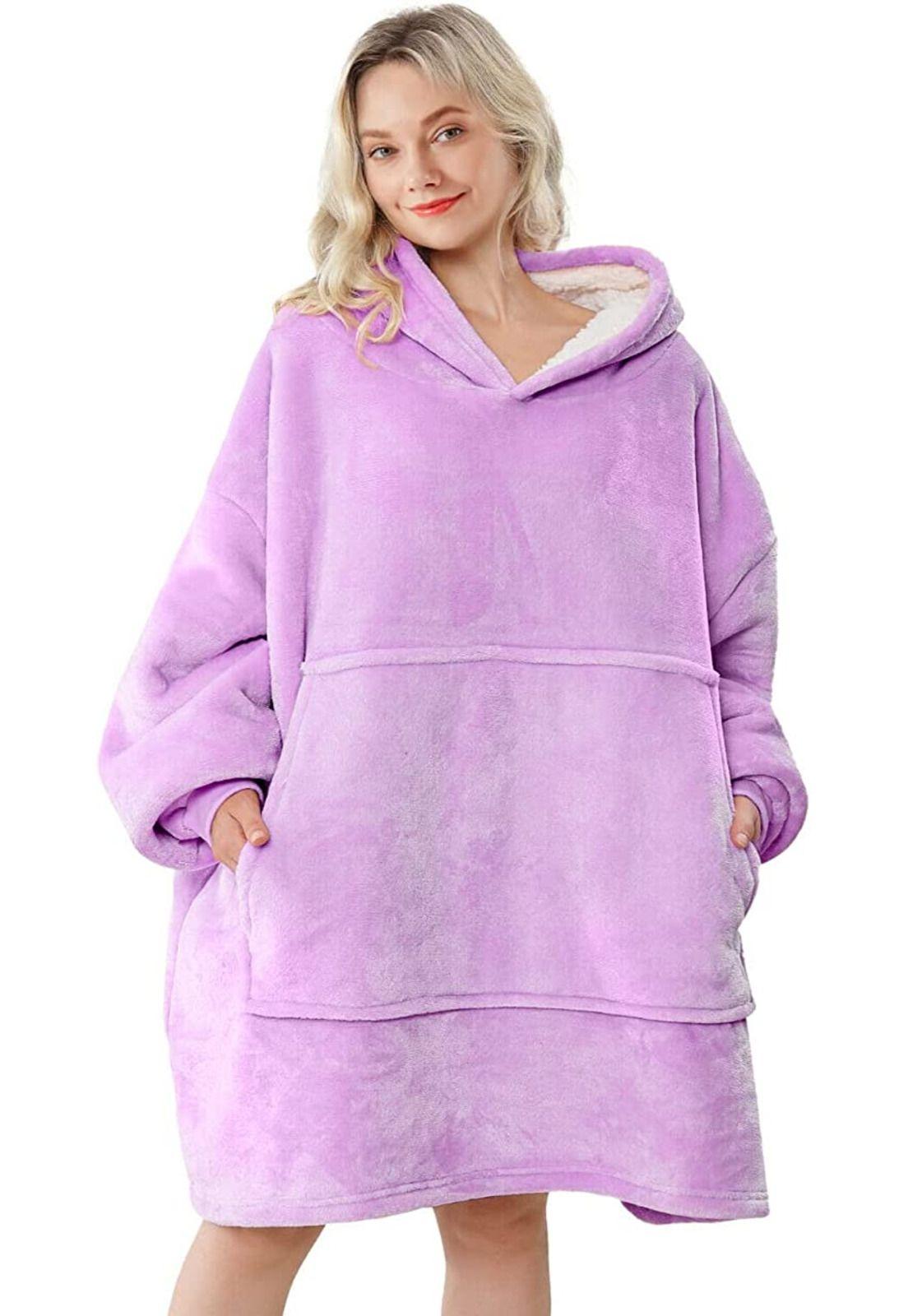 Poleron De Polar Largo Hombre Mujer Hoodie Sherpa Rosa-0