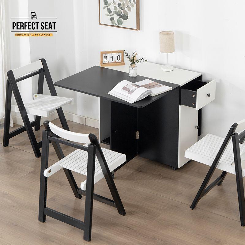 Comedor Plegable mult + 4 sillas plegables madera -3