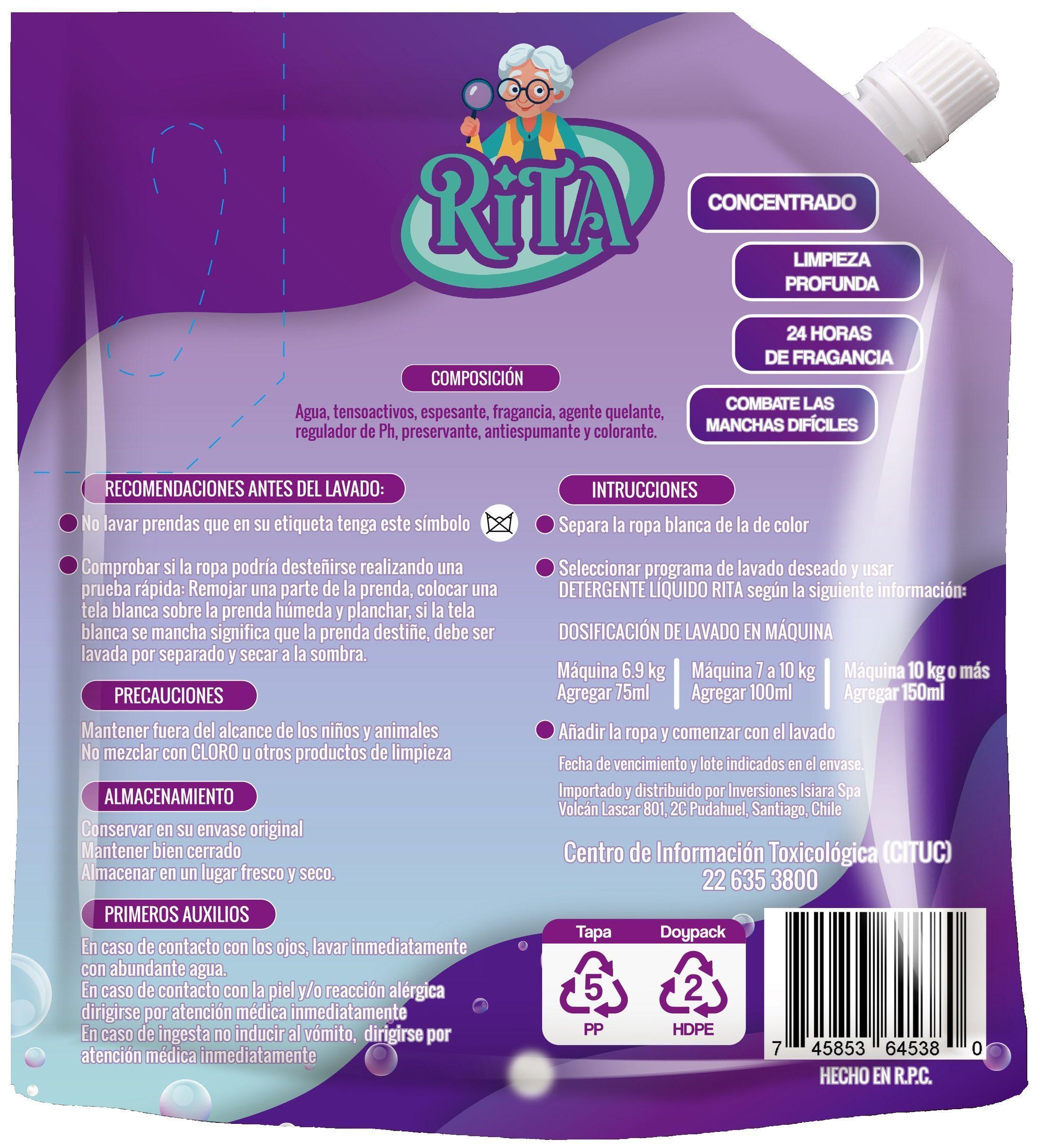 Detergente concentrado Rita pack 12 litros-4
