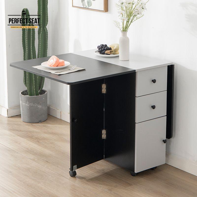 Mesa comedor plegable multiuso Gris/Negro-3