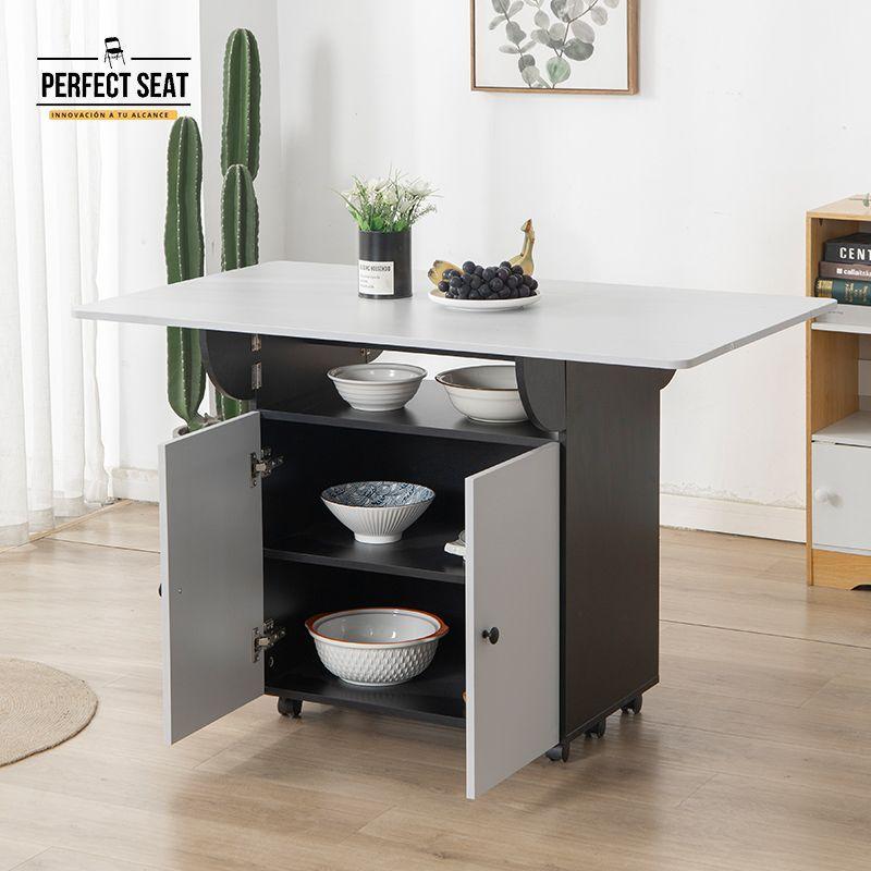 Mesa Comedor Isla Multiuso Gris/Negro-1
