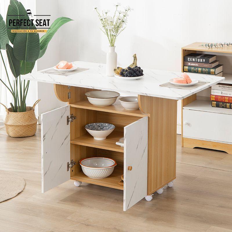 Mesa comedor Isla Multiuso Blanco/Bambú-2