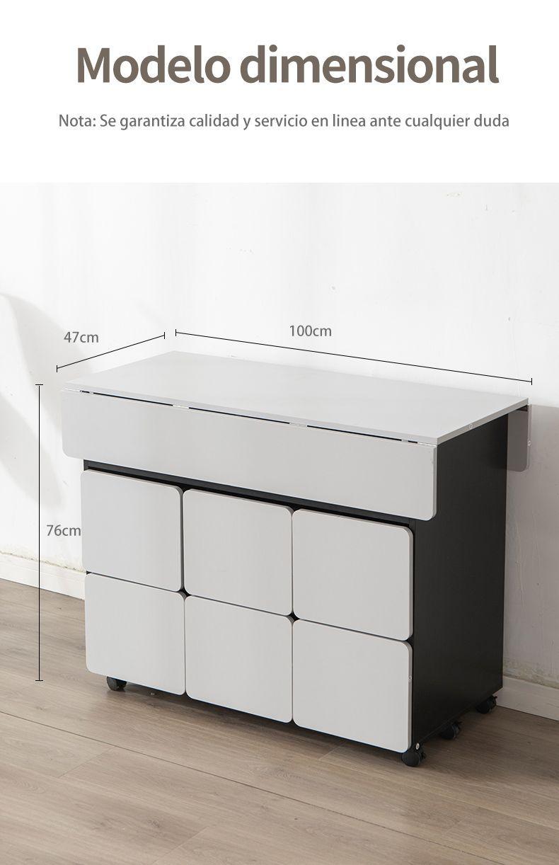 Juego de Comedor Isla + 6 Taburetes Gris/Negro-6