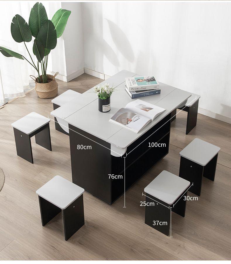 Juego de Comedor Isla + 6 Taburetes Gris/Negro-7
