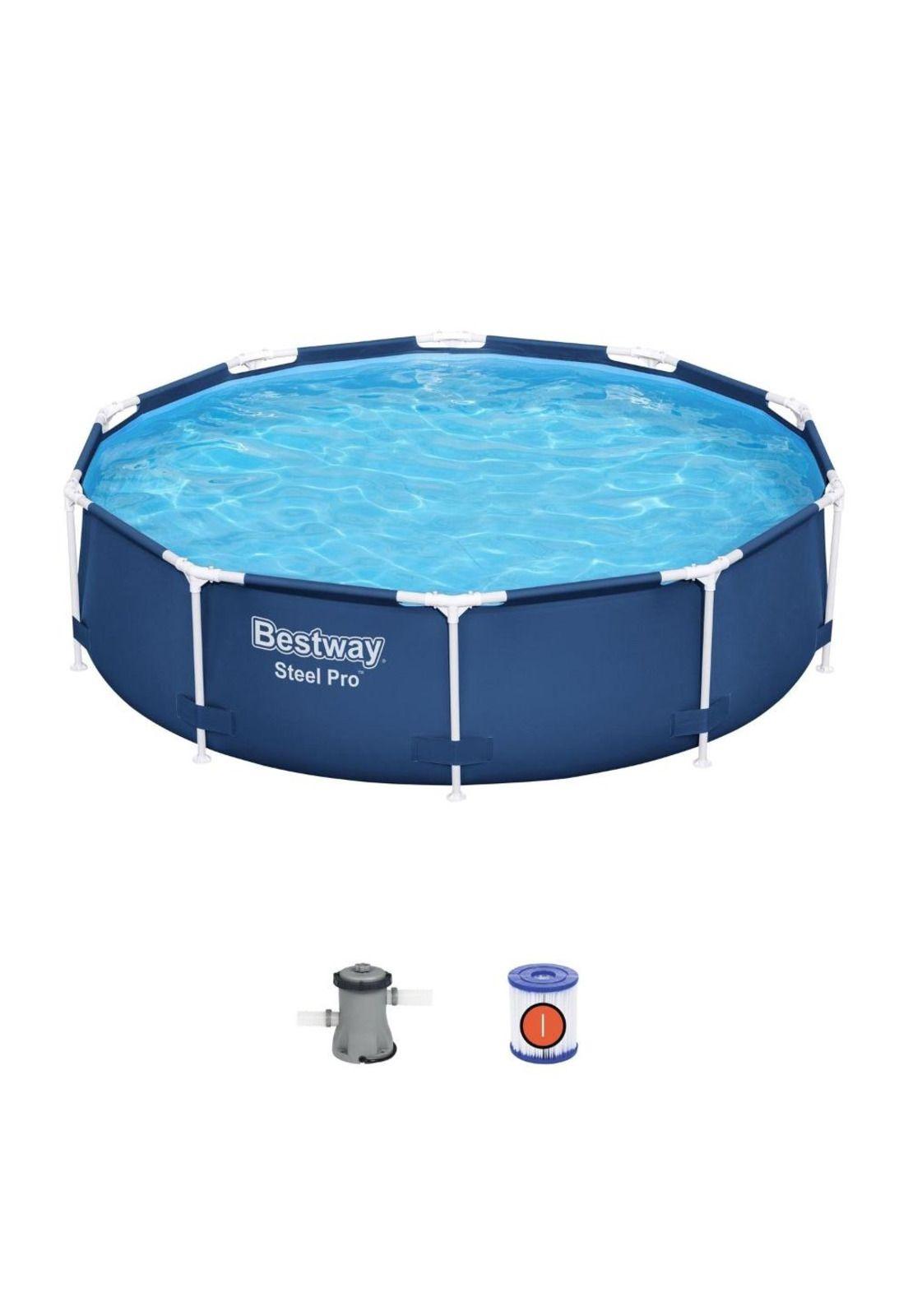 SET PISCINA BESTWAY REDONDA STEEL PRO CON FILTRO 3.05MX76CM-0