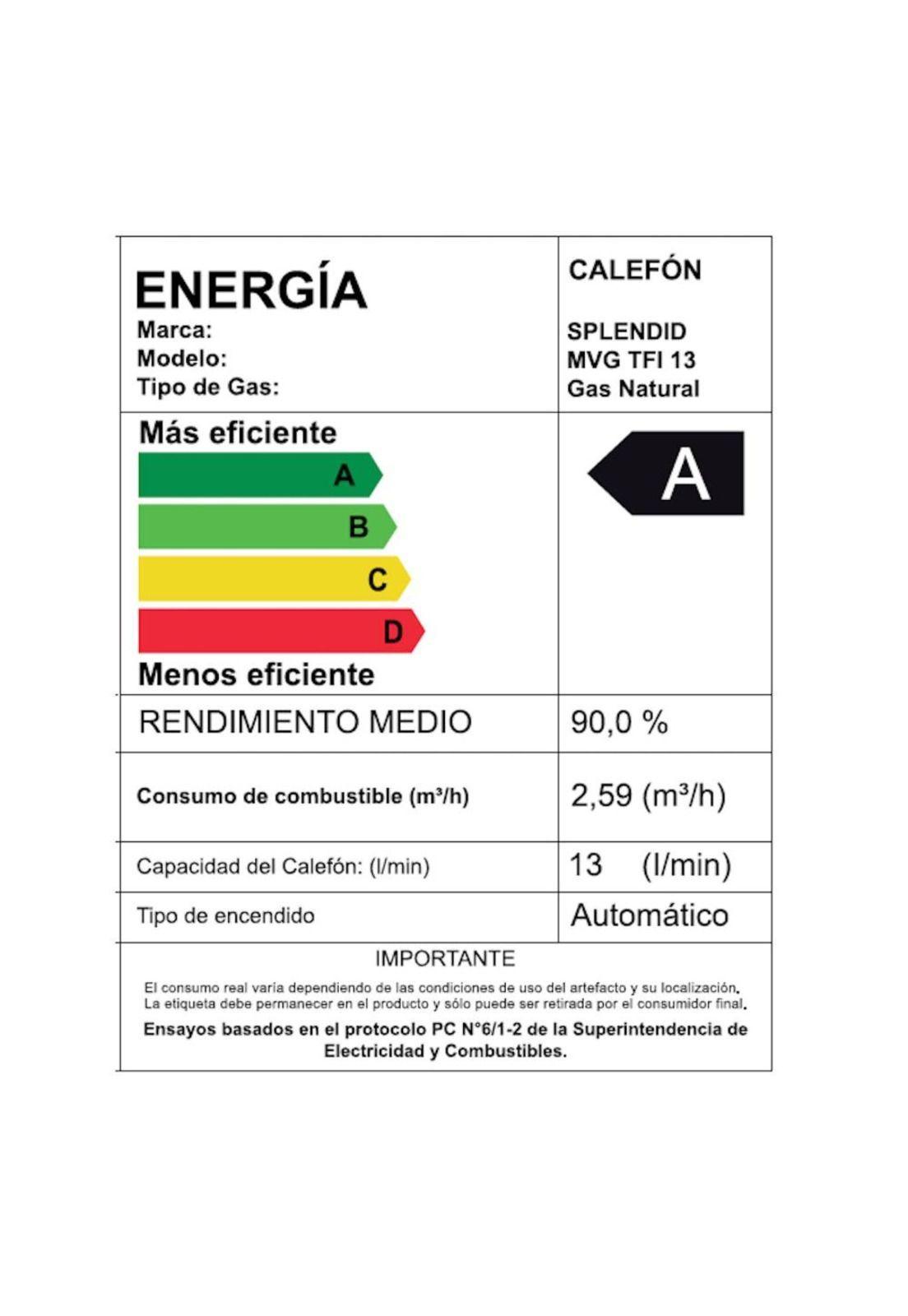 CALEFON SPLENDID 13LT GAS NATURAL MASTER TIRO FORZADOR-9