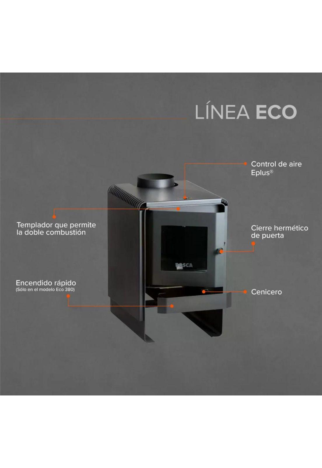 PACK BOSCA ESTUFA A LEÑA ECO 360 + KIT DE INSTALACIÓN-1