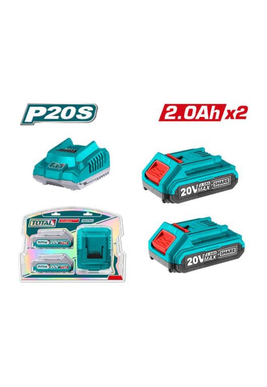 KIT 2 BATERIAS 20V 2.0 AH + CARGADOR TOTAL TFBCPK1222-1