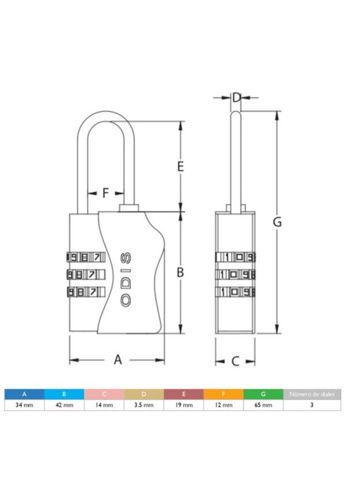 CANDADO VIAJERO ODIS TSA 33MM AZUL BT-COMB-5