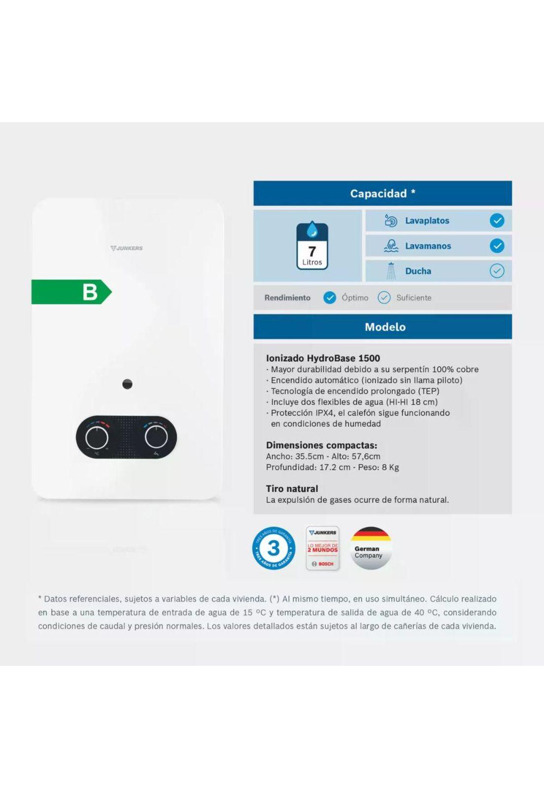 CALEFON JUNKERS GAS LICUADO 7 L. IONIZADO HYDROBASE 1500-2