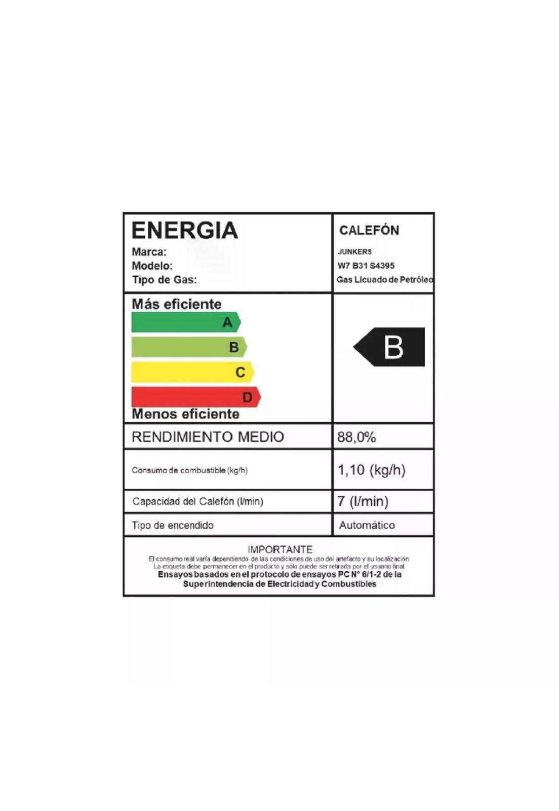 CALEFON JUNKERS GAS LICUADO 7 L. IONIZADO HYDROBASE 1500-5