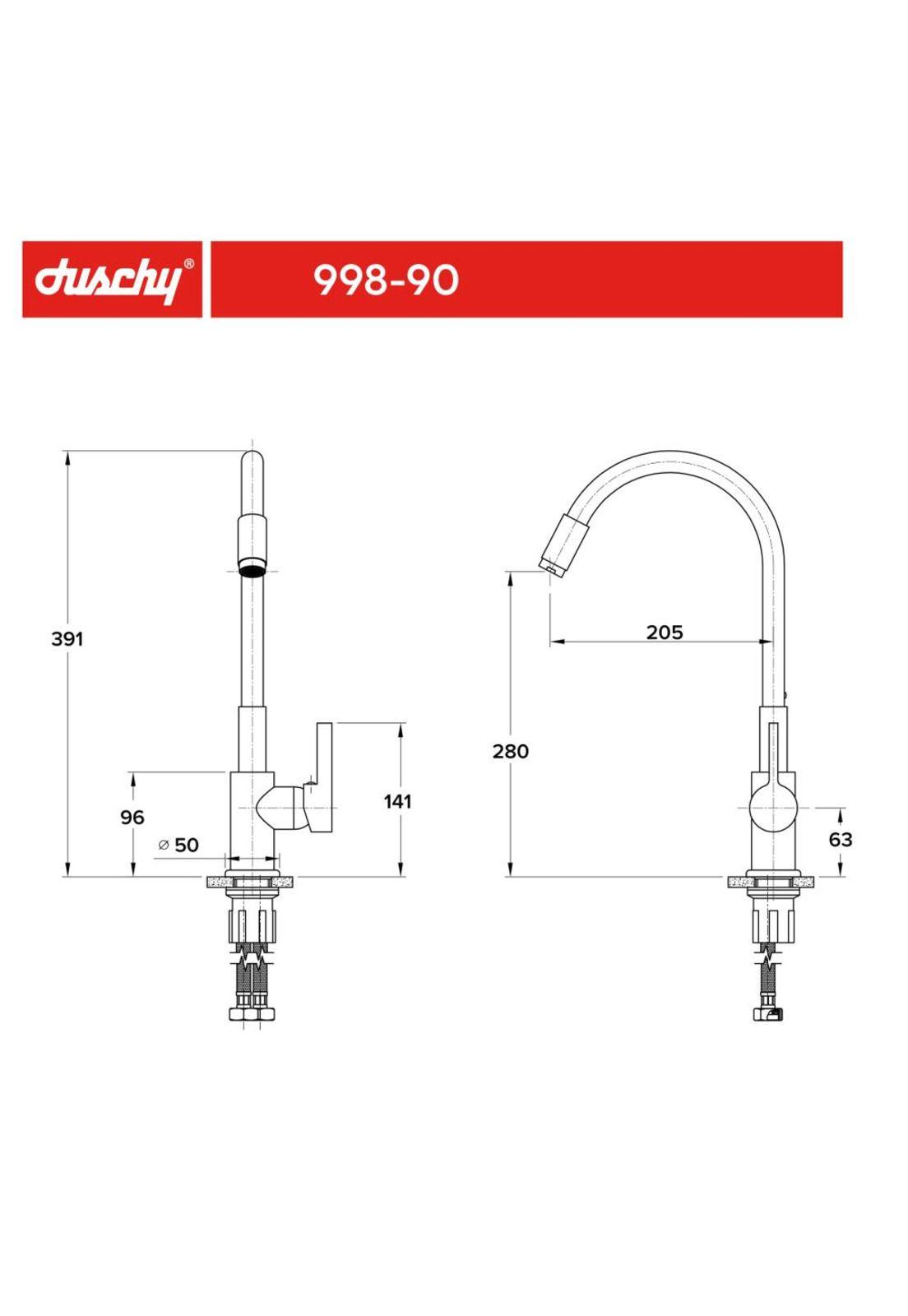 MONOMANDO DUSCHY FLEXIBLE NEGRO BASIC P/LAVAPLATO-3