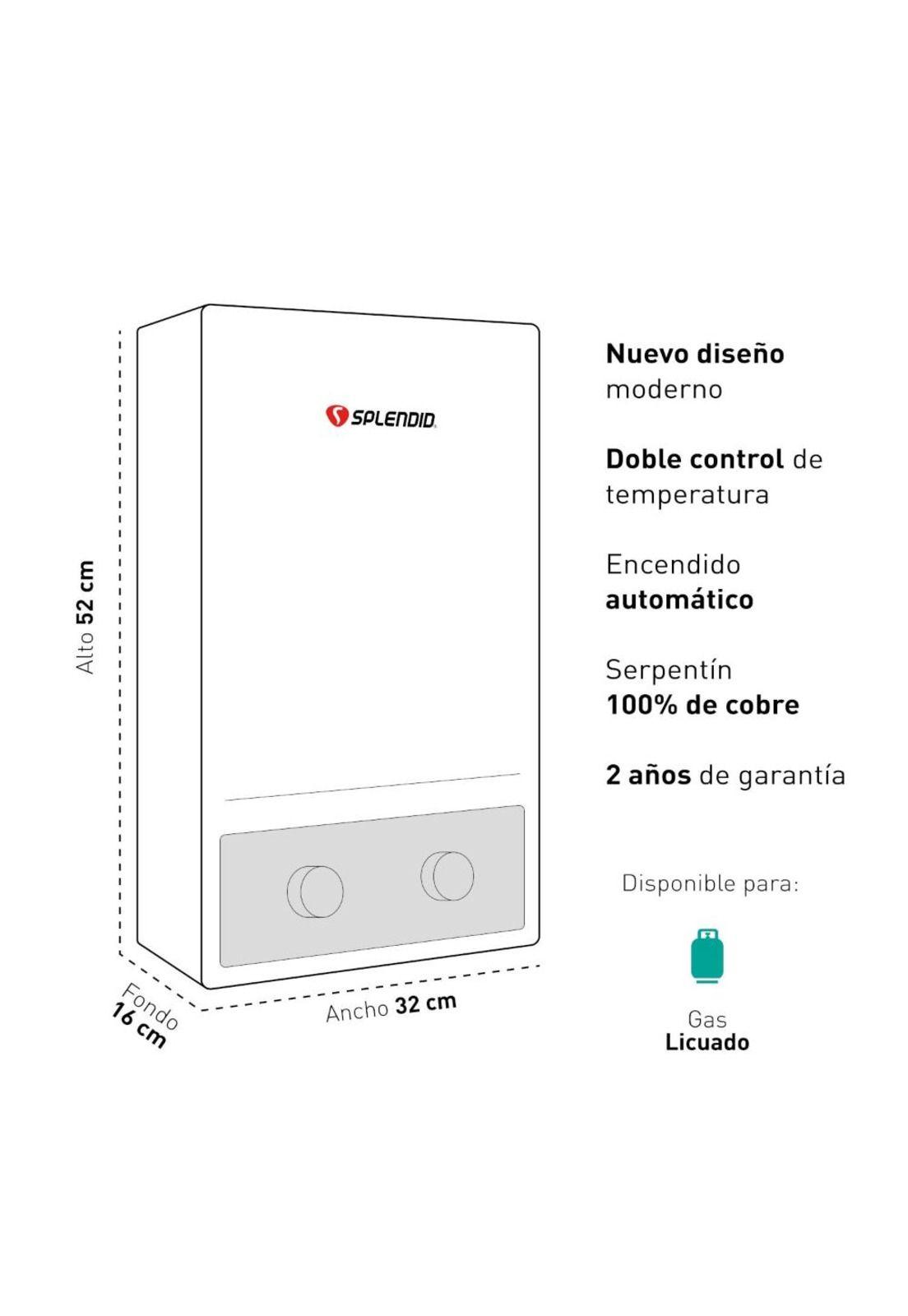 Calefont Splendid Master Tiro Natural 7 Litros Gas Licuado-2