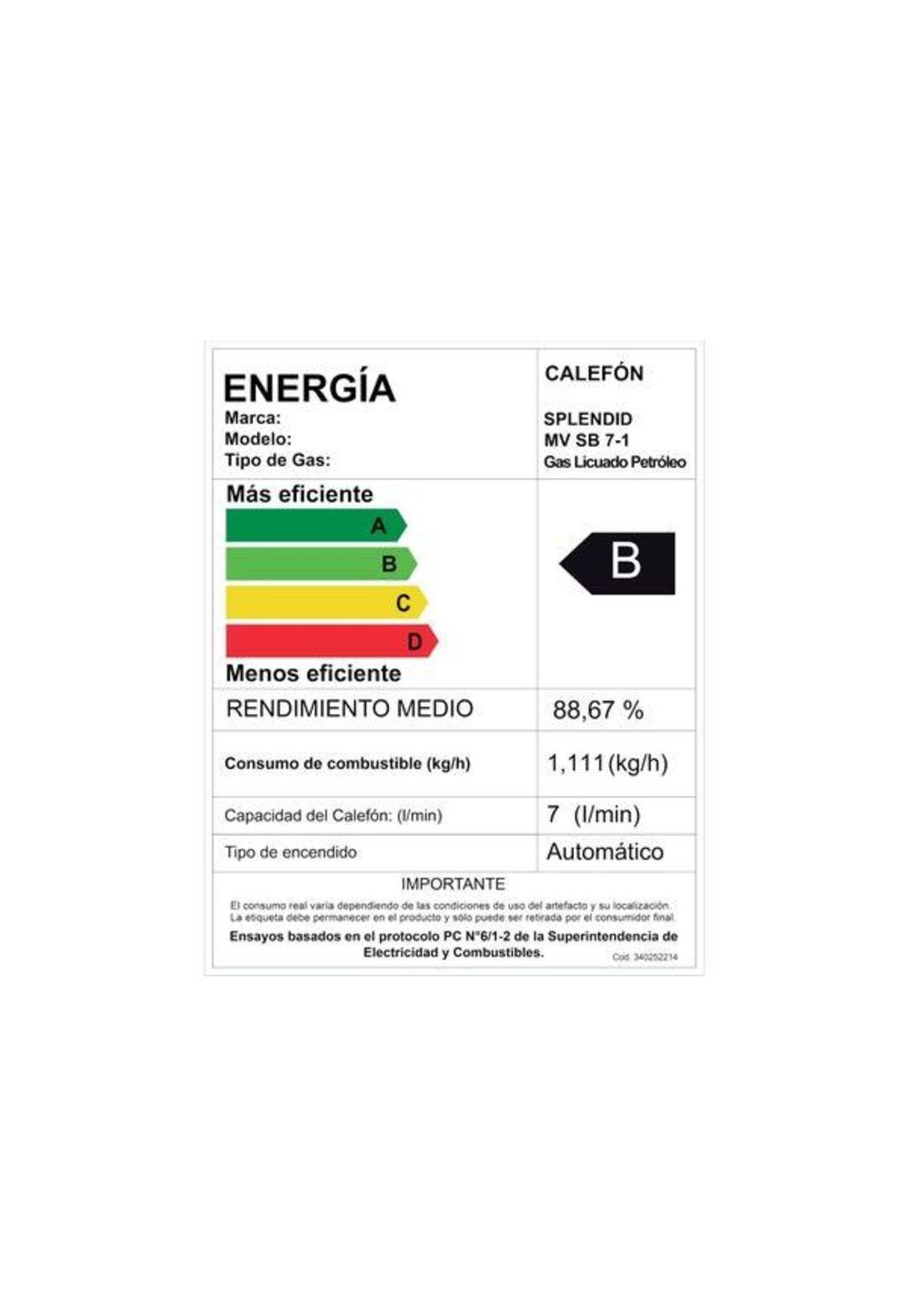 Calefont Splendid Master Tiro Natural 7 Litros Gas Licuado-4