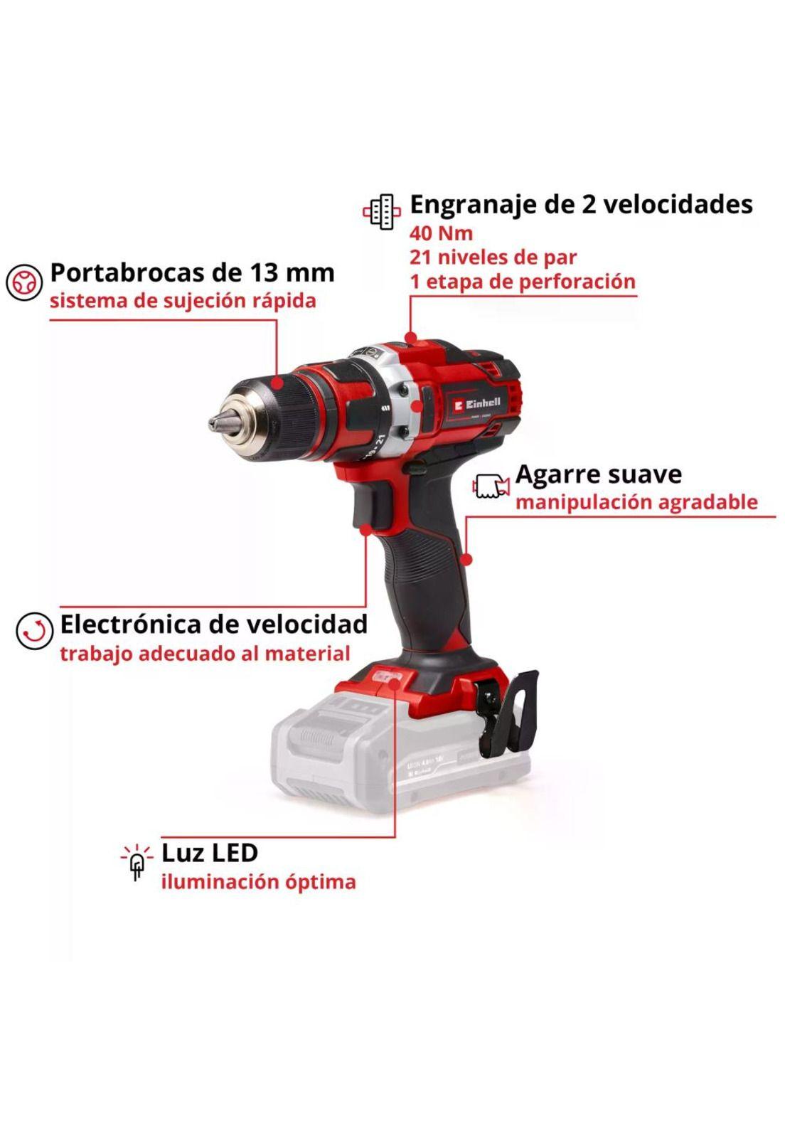 Combo Einhell 18V Taladro TE-CD 18/40 Li + Esmeril TE-AG 18/125 Li +Bat 4Ah+Car-2