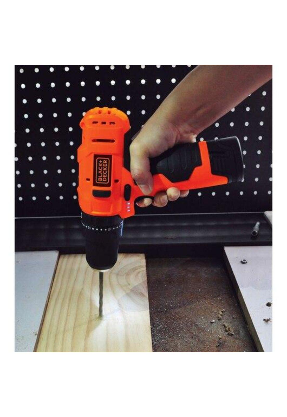 TALADRO PERCUTOR BLACK Y DECKER HP12-B2C 12V MAX ION LITIO+CARGADOR 1.5AH+CARGADOR+BOLSO NYLON-4