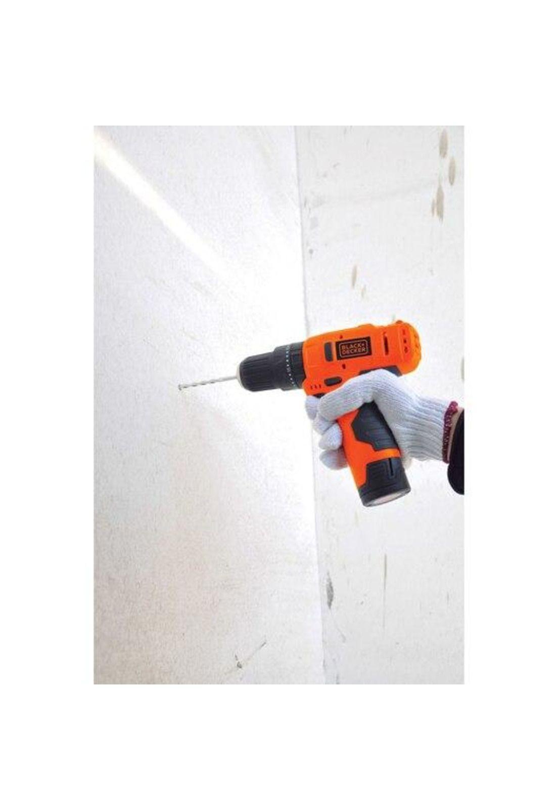 TALADRO PERCUTOR BLACK Y DECKER HP12-B2C 12V MAX ION LITIO+CARGADOR 1.5AH+CARGADOR+BOLSO NYLON-5