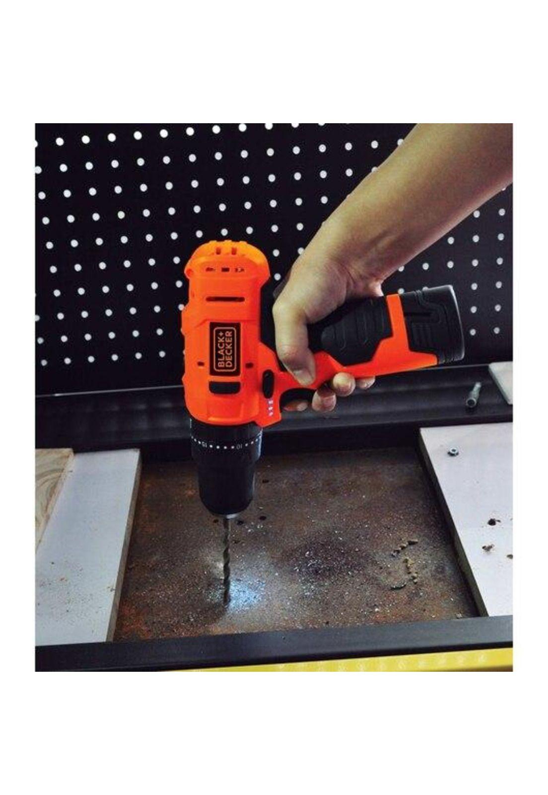 TALADRO PERCUTOR BLACK Y DECKER HP12-B2C 12V MAX ION LITIO+CARGADOR 1.5AH+CARGADOR+BOLSO NYLON-9