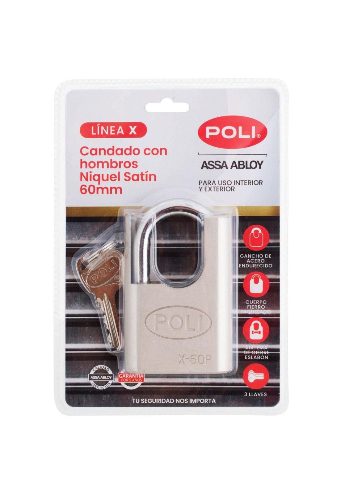 CANDADO POLI X 60P MM C/HOMBRO NIQUEL-6