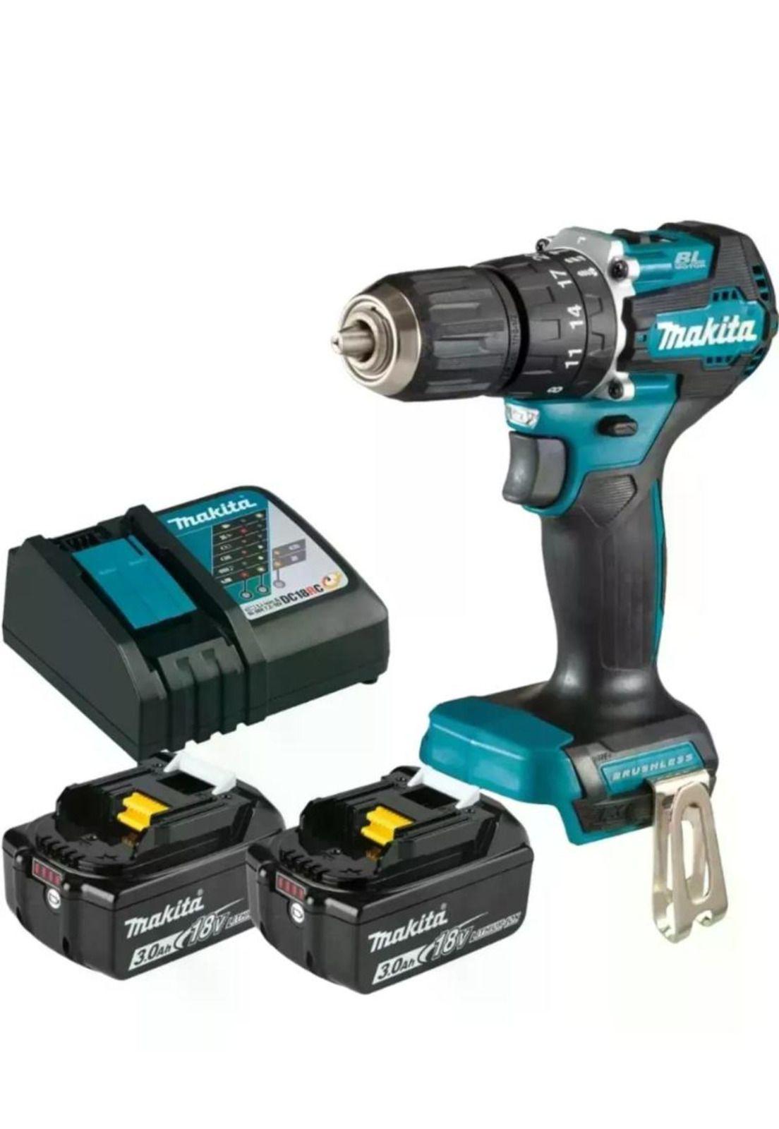 TALADRO PERCUTOR ATORNILLADOR MAKITA DHP490RFX2 13MM BL 18V-3