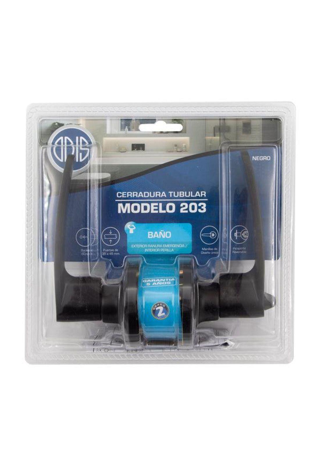CERRADURA TUB.203 ODIS C/MANILLA BAÑO- NEGRO BT-5