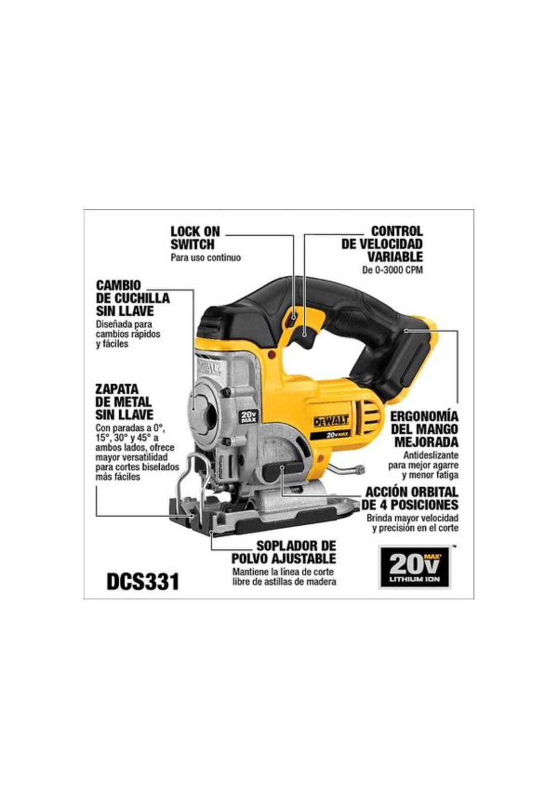SIERRA CALADORA 20V MAX DEWALT DCS331 SIN CARG NI BAT-3