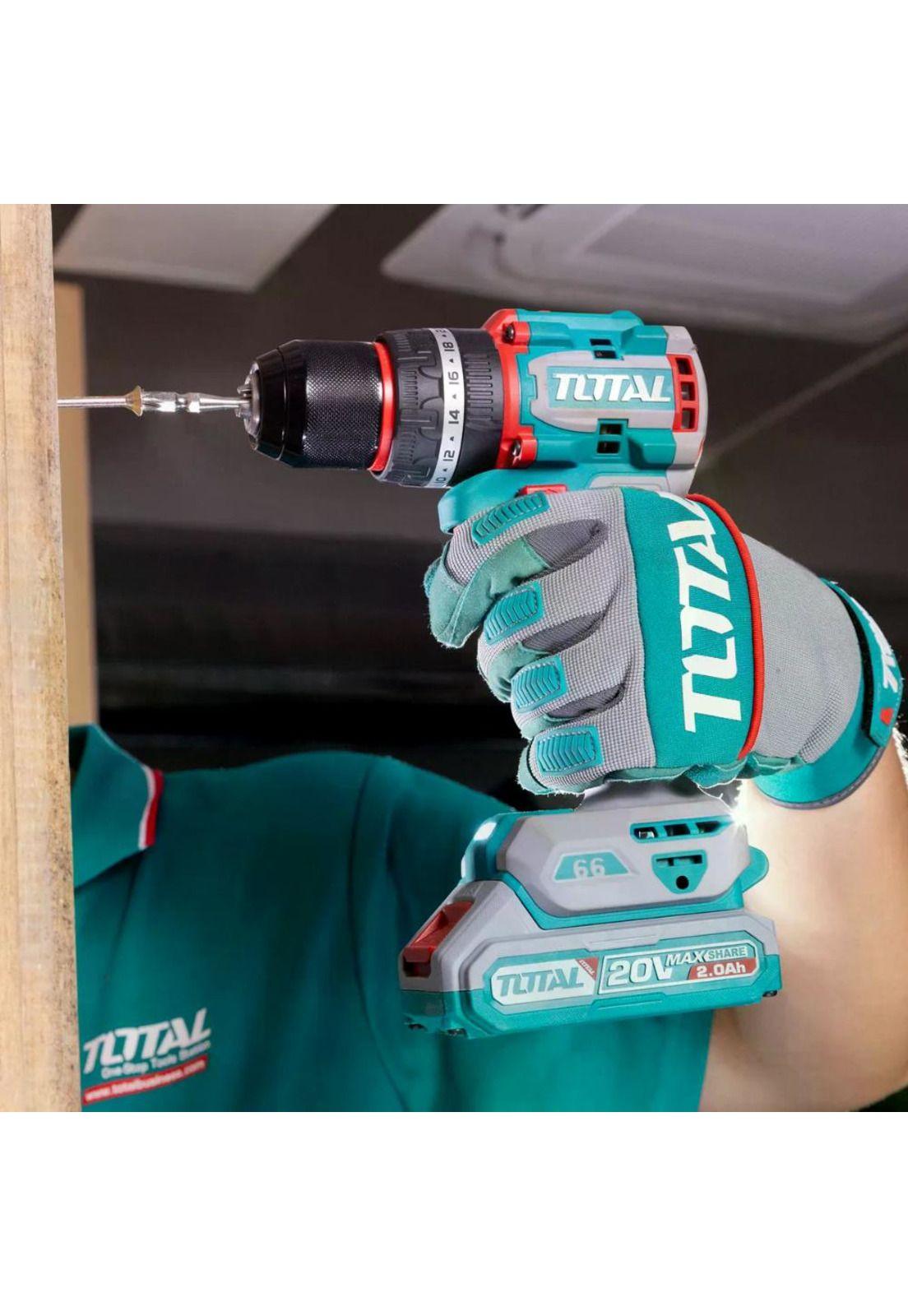 TALADRO PERCUTOR TOTAL 13MM 20V+2B 2A+C+MAL TIDLI20668-7-2